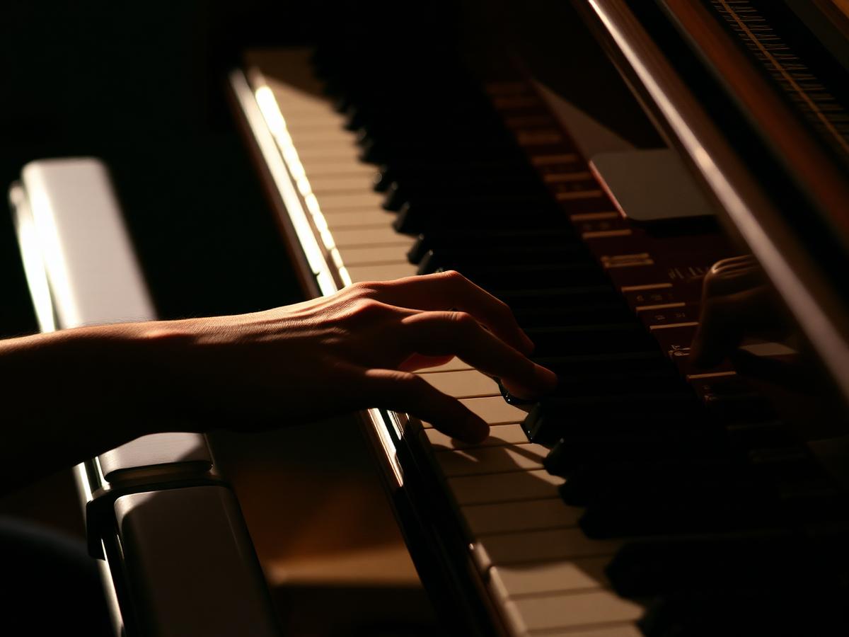 Hands playing piano